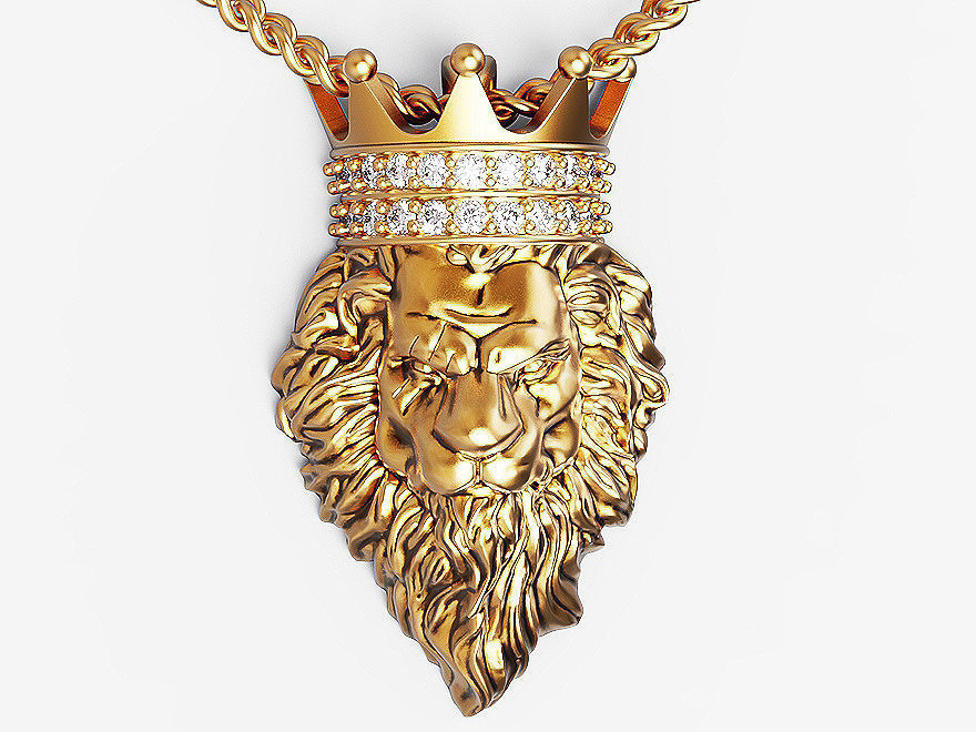 Lion king pendant  Silver Gold  Print 3D print model_2