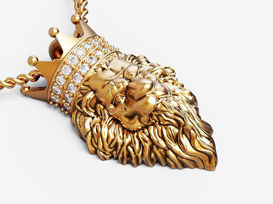 Lion king pendant  Silver Gold  Print 3D print model_4