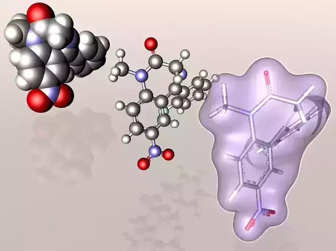 Flunitrazepam or rohypnol molecule 3D model