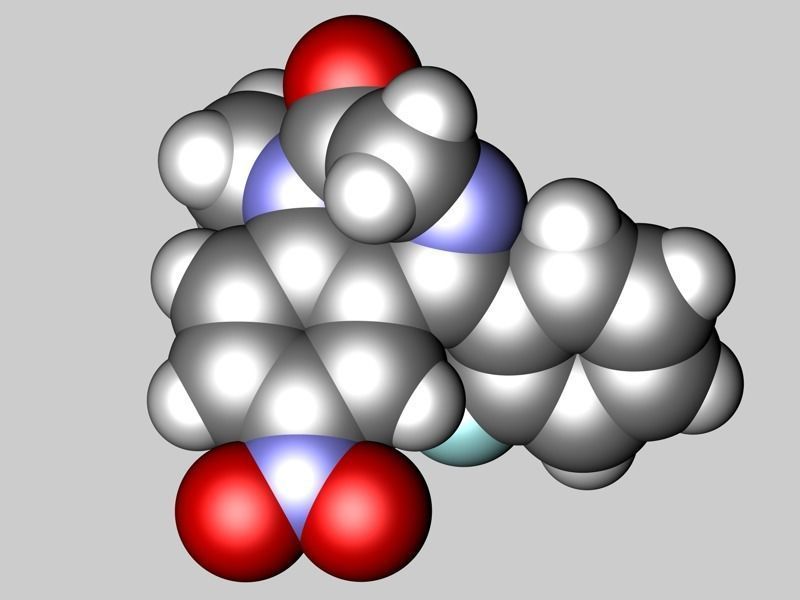 Flunitrazepam or rohypnol molecule 3D model_3