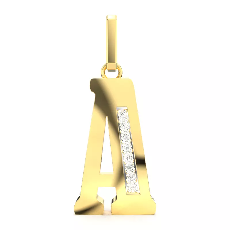A ALPHABET SCRIPT DIAMOND PENDANT 3D print model_0