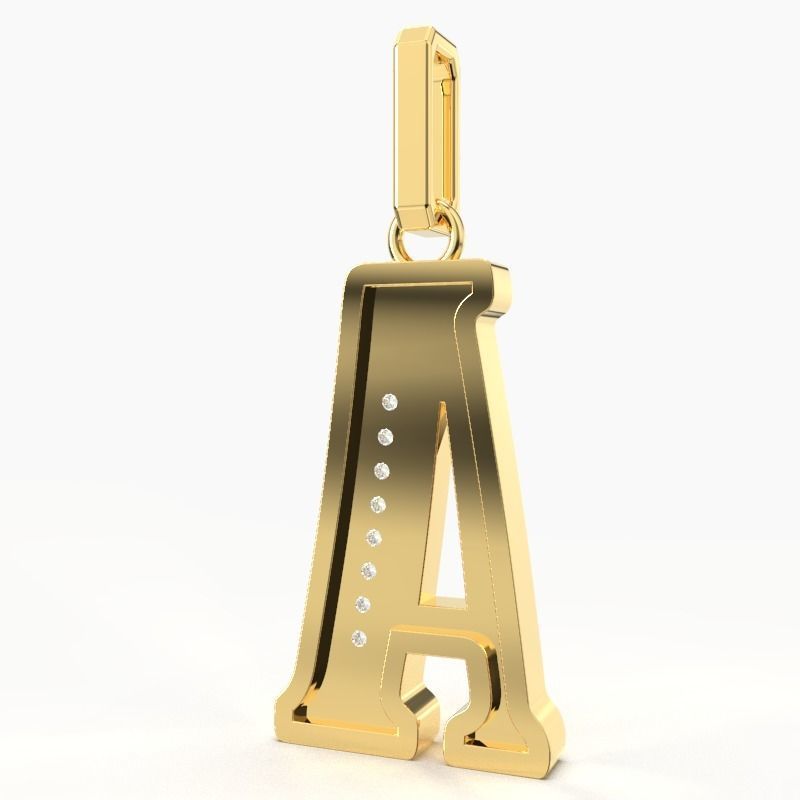 A ALPHABET SCRIPT DIAMOND PENDANT 3D print model_1