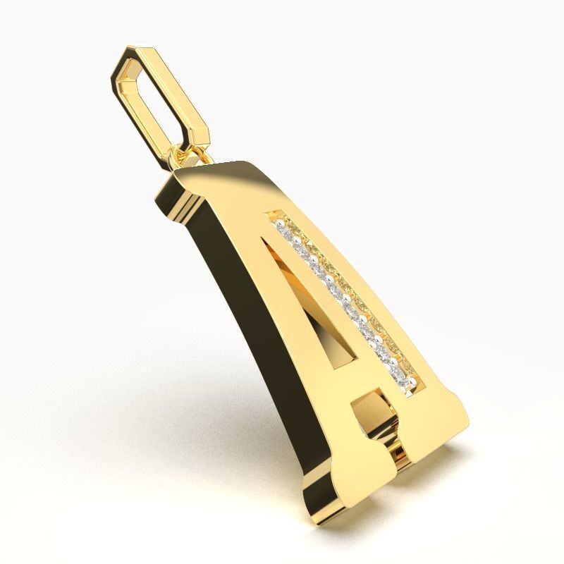 A ALPHABET SCRIPT DIAMOND PENDANT 3D print model_4