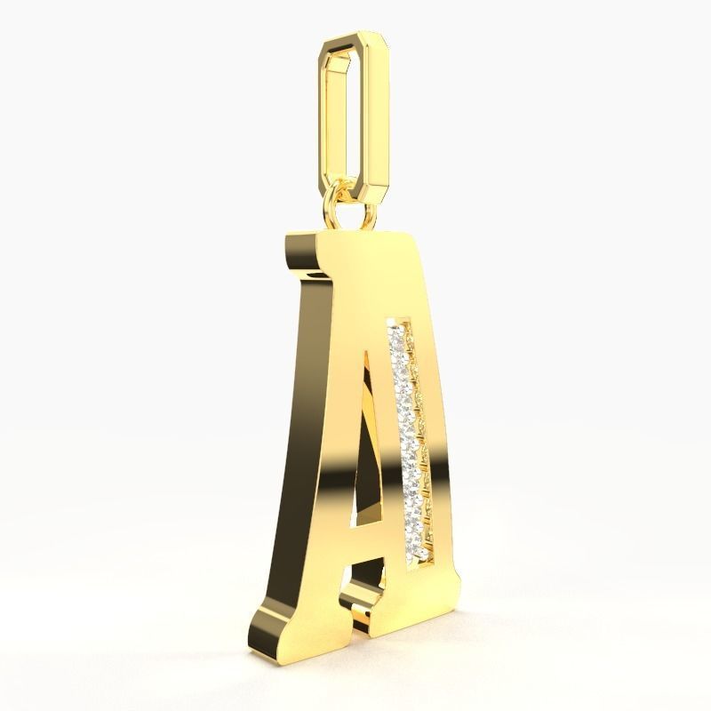 A ALPHABET SCRIPT DIAMOND PENDANT 3D print model_2