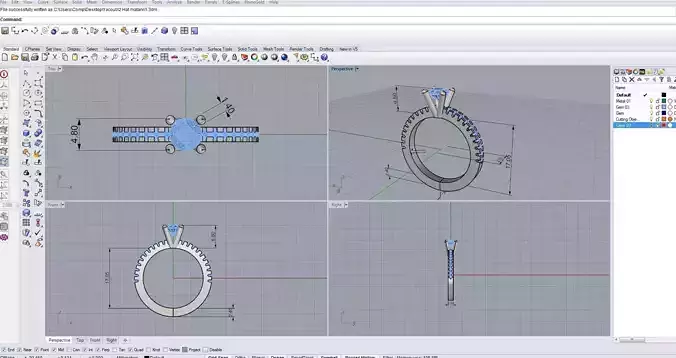 Ring 3D print model computer screen showing