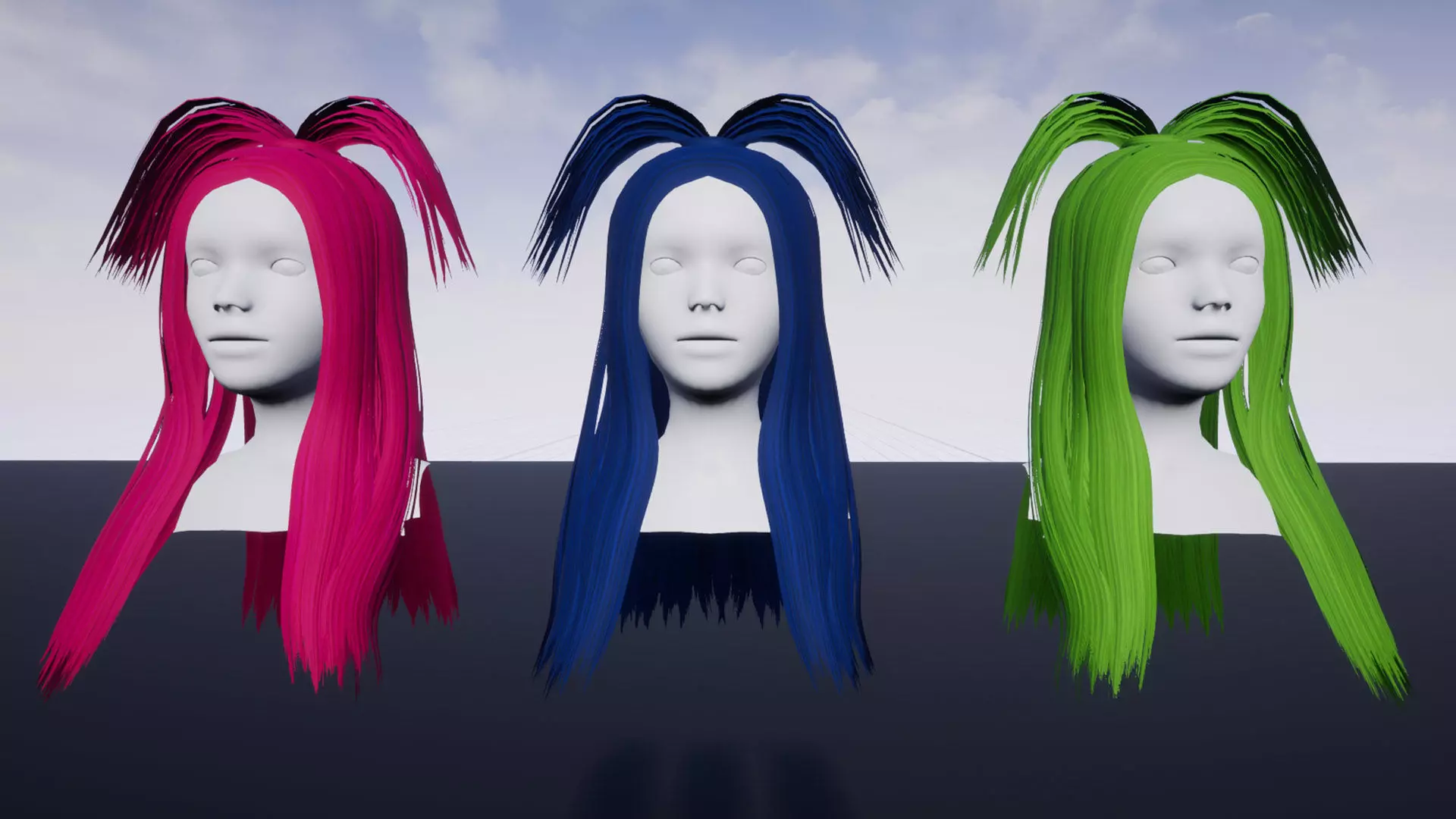 Hairstyle 4 three wigs Low-poly 3D model