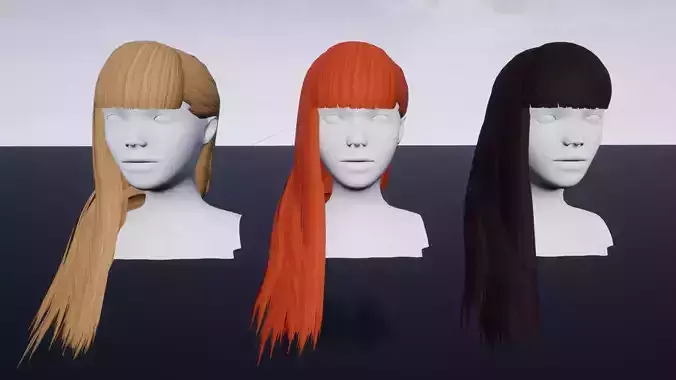 Hairstyle 5 long hair wigs for sims