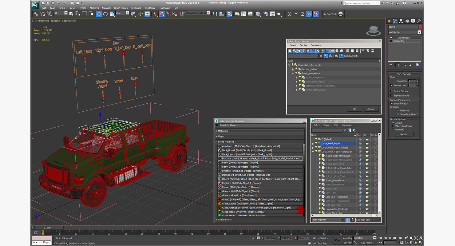 Generic Pickup Rigged 3D model_28