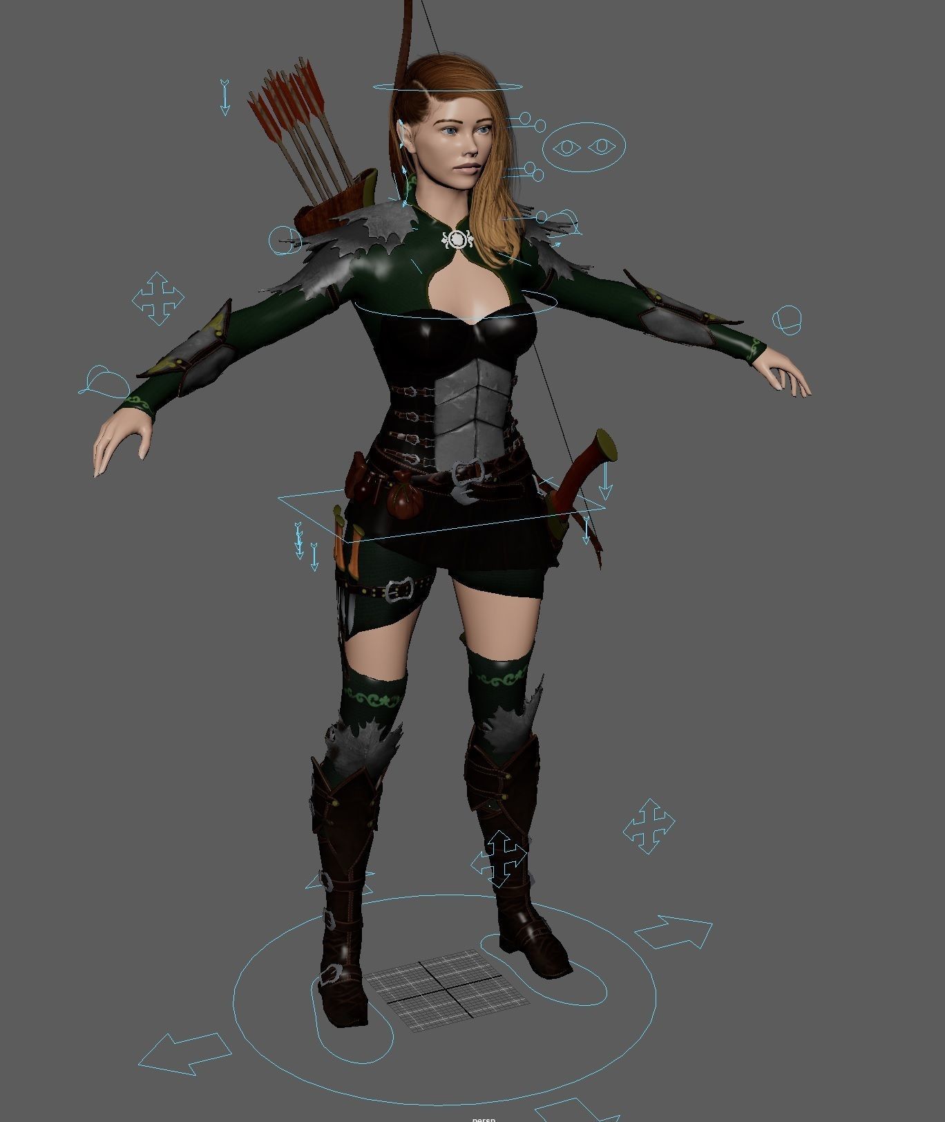 Elf Archer Low-poly 3D model_4