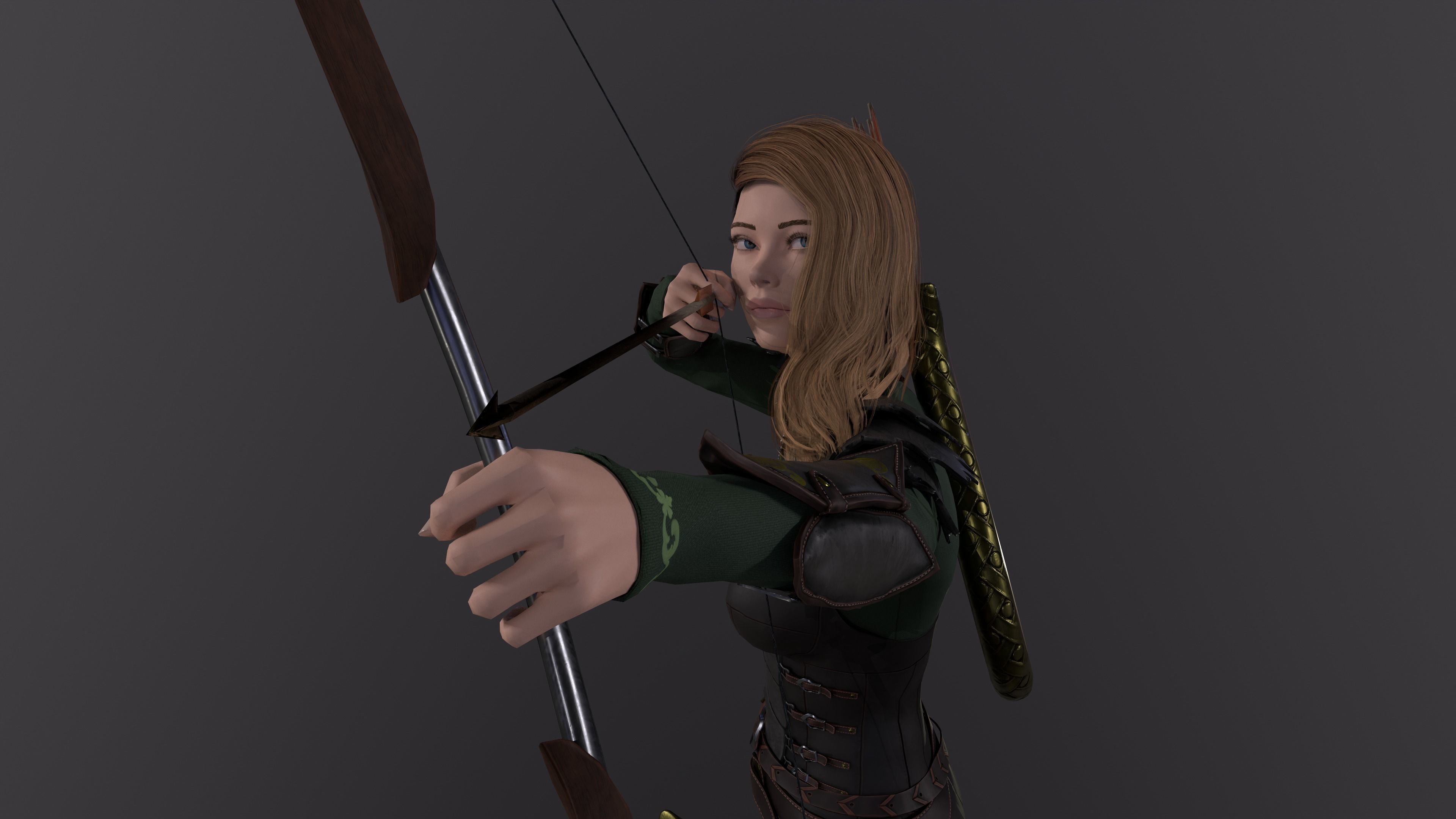 Elf Archer Low-poly 3D model_3