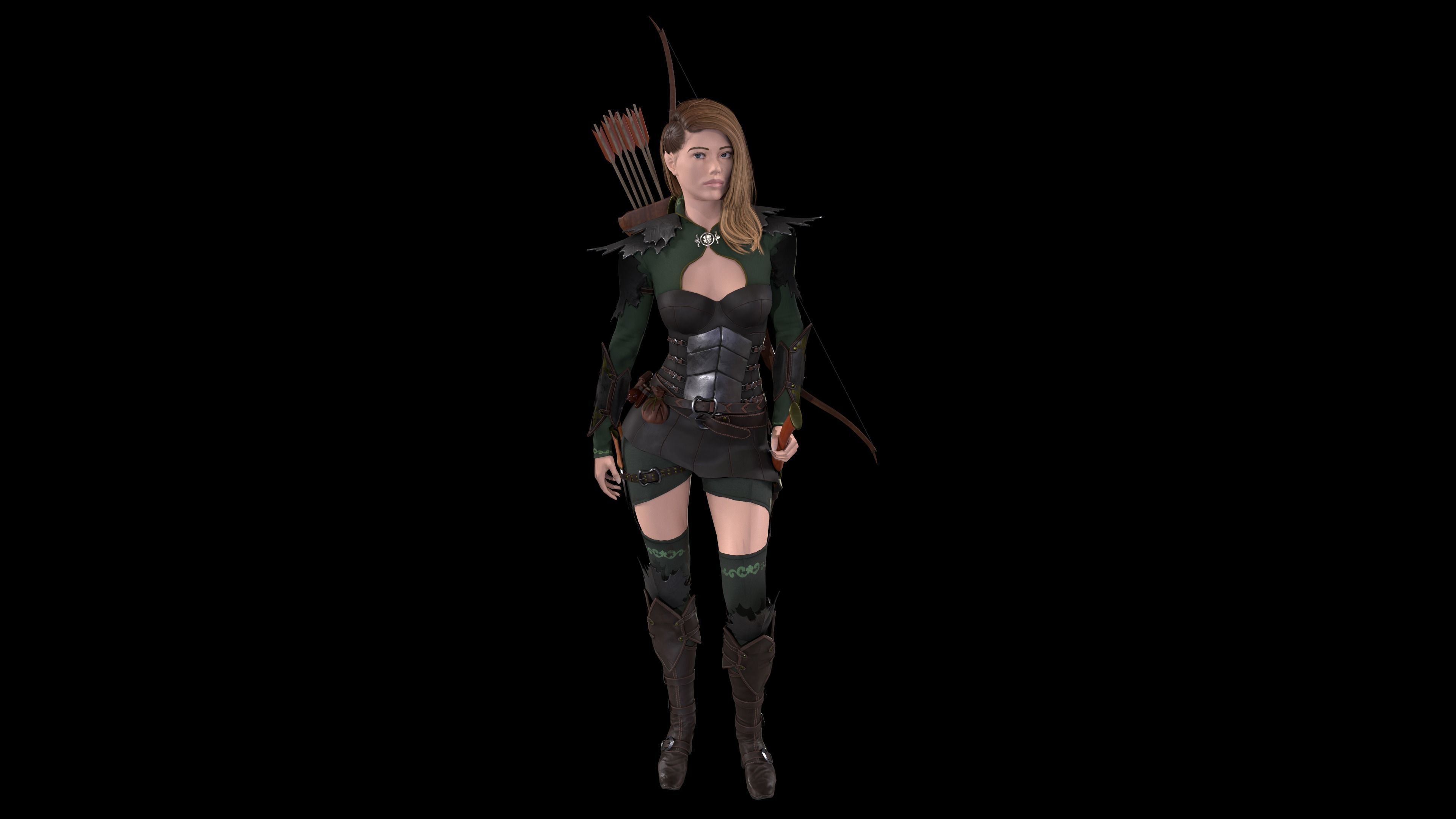 Elf Archer Low-poly 3D model_2