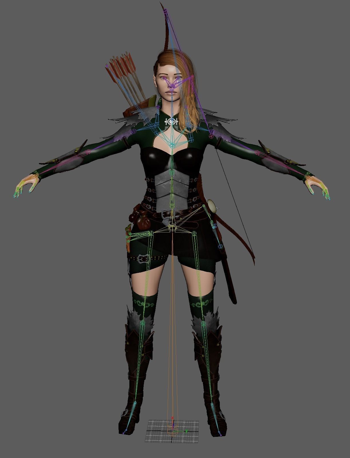 Elf Archer Low-poly 3D model_6