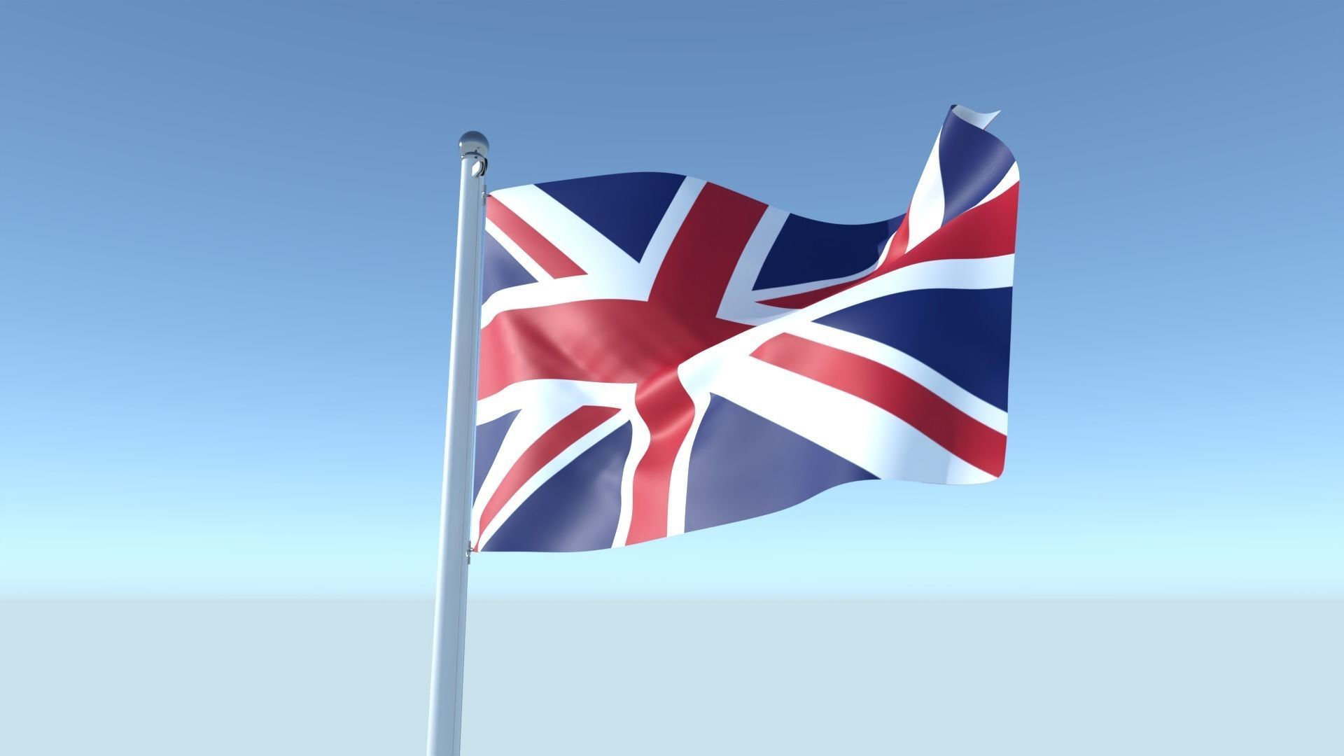 Animated Flag of United Kingdom Low-poly 3D model_7