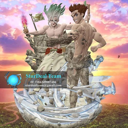 Senku and Taiju - Dr Stone - STL 3D print model