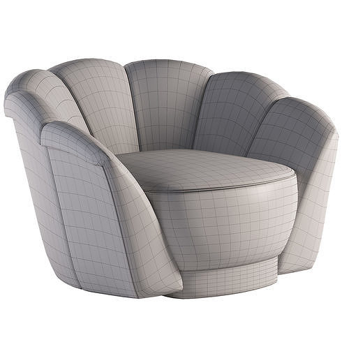 Armchair velvet lounge chair Low-poly 3D model 5