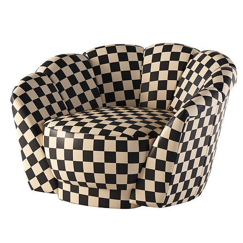 Armchair velvet lounge chair Low-poly 3D model 4