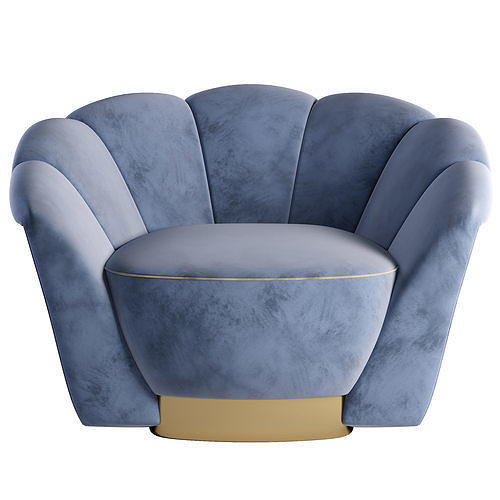 Armchair velvet lounge chair Low-poly 3D model 2
