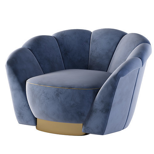 Armchair velvet lounge chair Low-poly 3D model 3