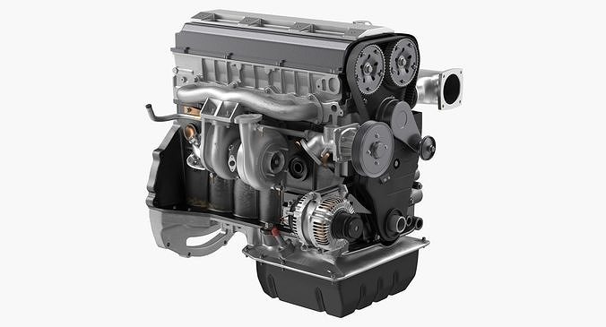 Inline 6 Cylinder Car Engine 3D model
