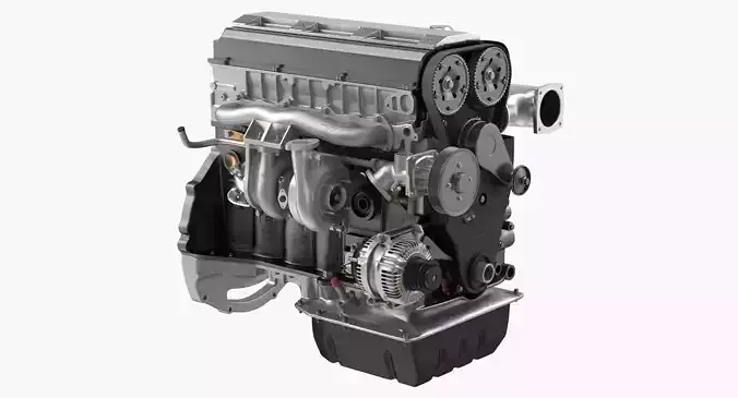 Inline 6 Cylinder Car Engine 3D model