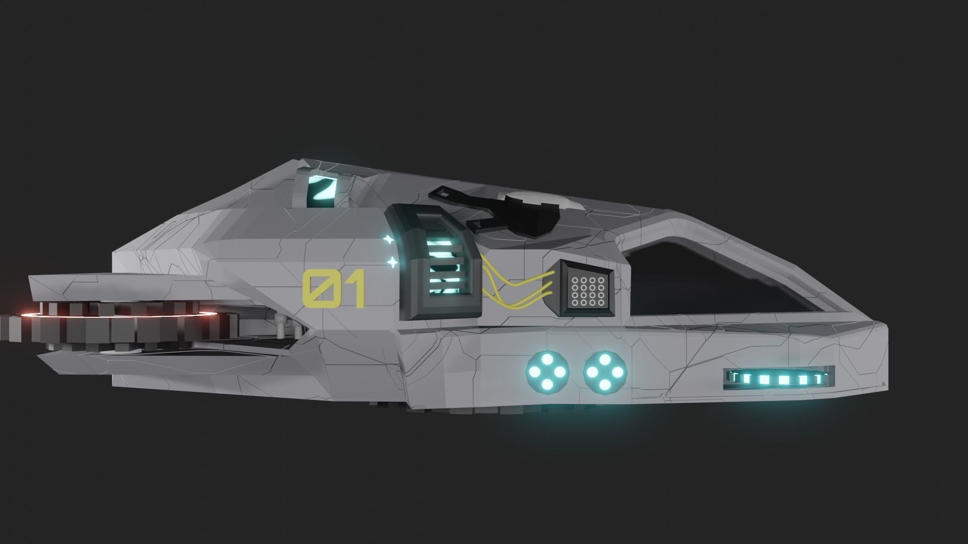 Speed Spaceship V01 Low-poly 3D model_7