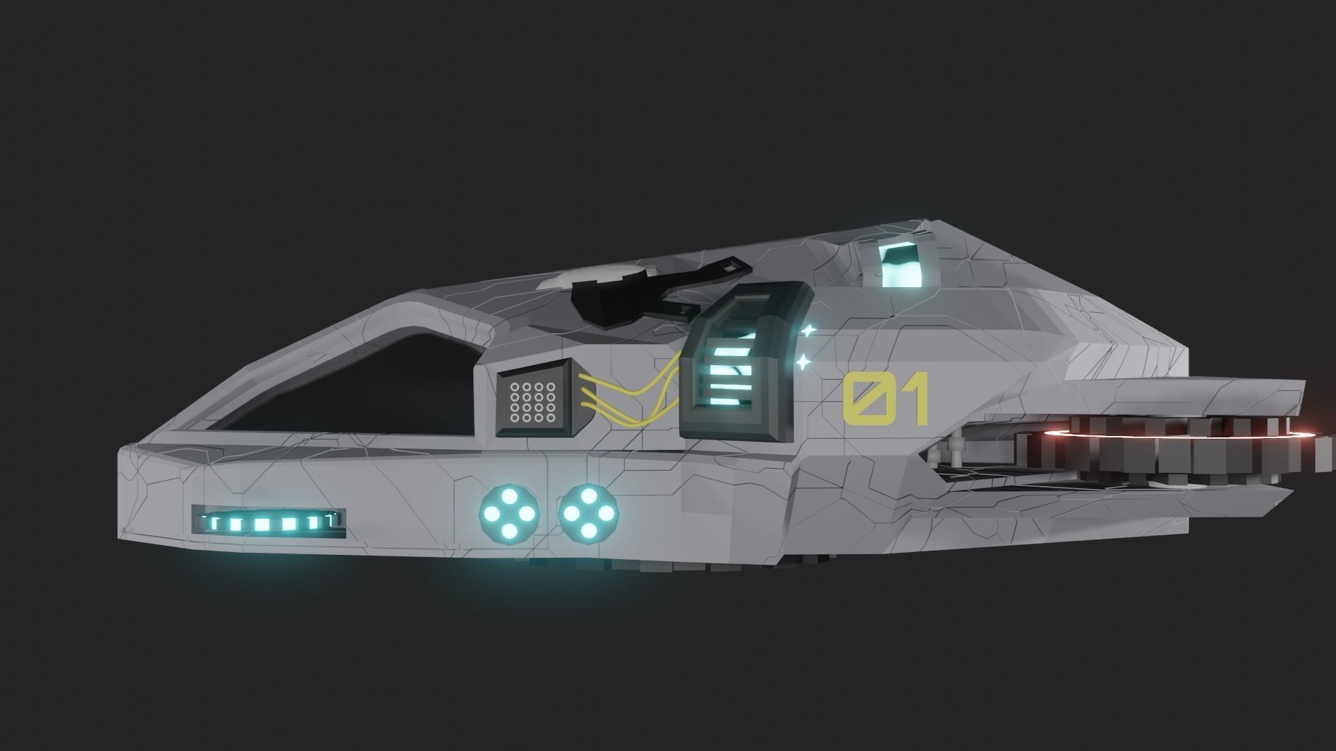Speed Spaceship V01 Low-poly 3D model_12