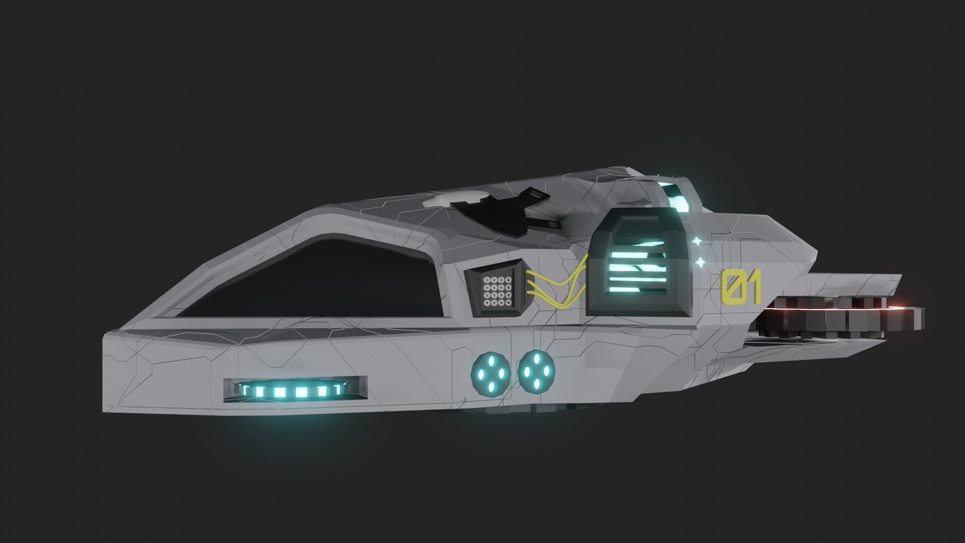 Speed Spaceship V01 Low-poly 3D model_11