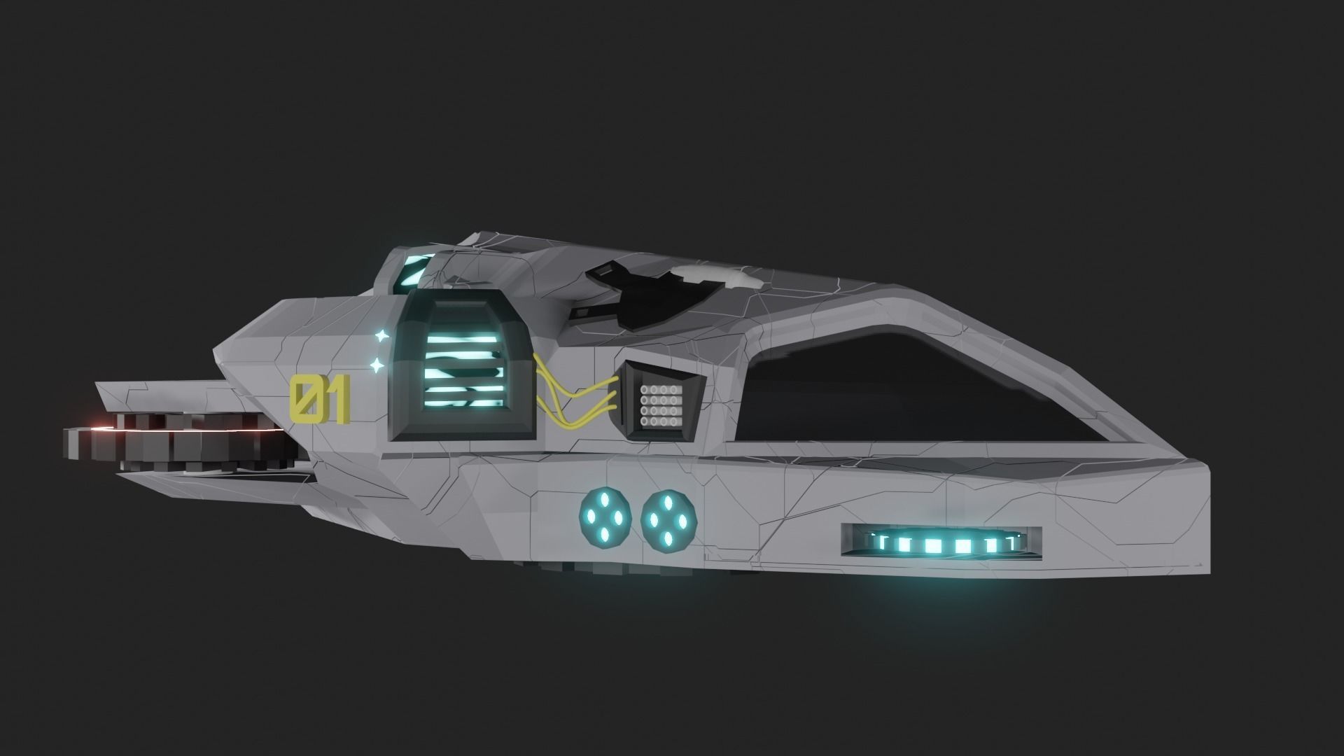 Speed Spaceship V01 Low-poly 3D model_8