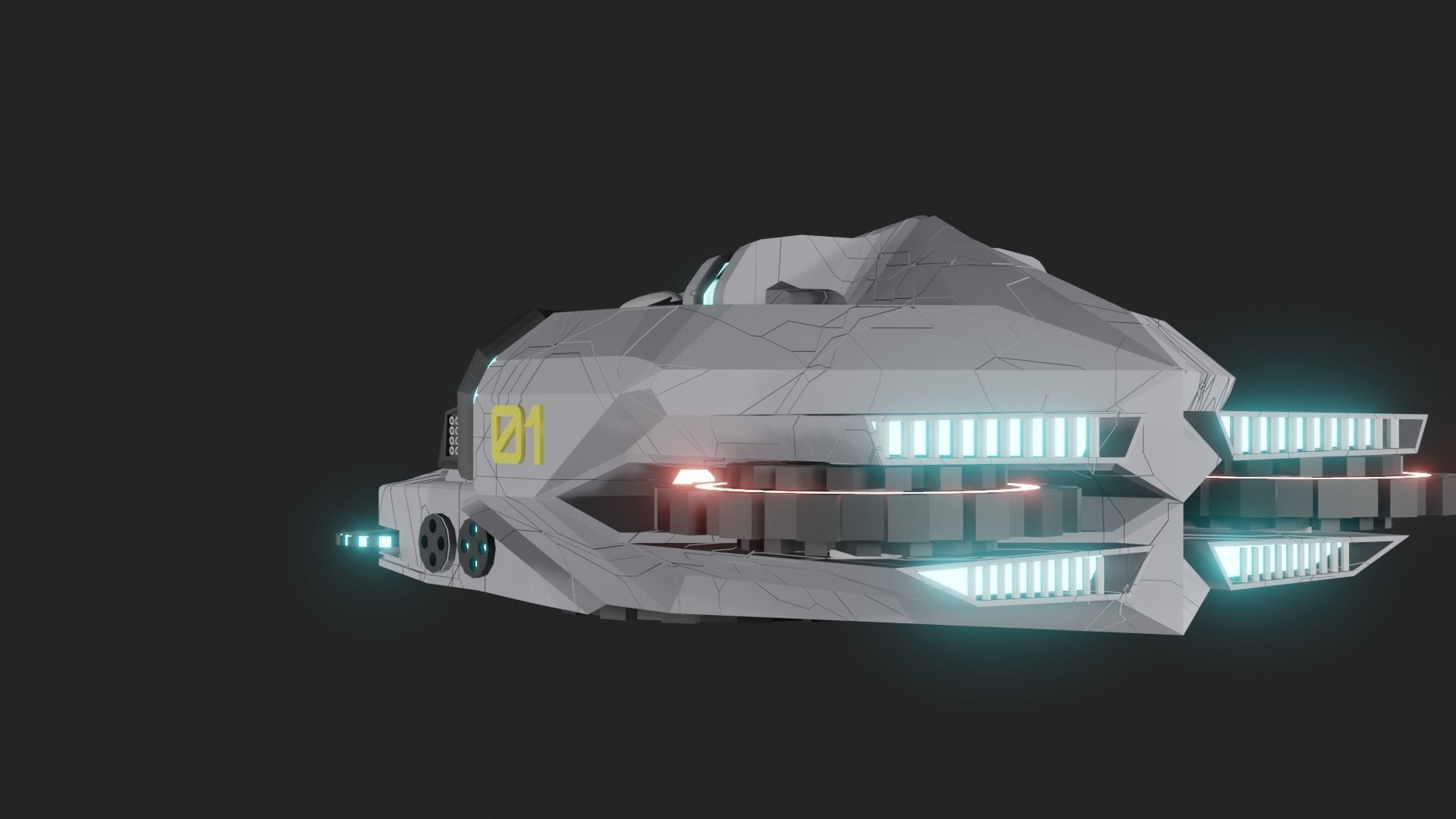Speed Spaceship V01 Low-poly 3D model_14