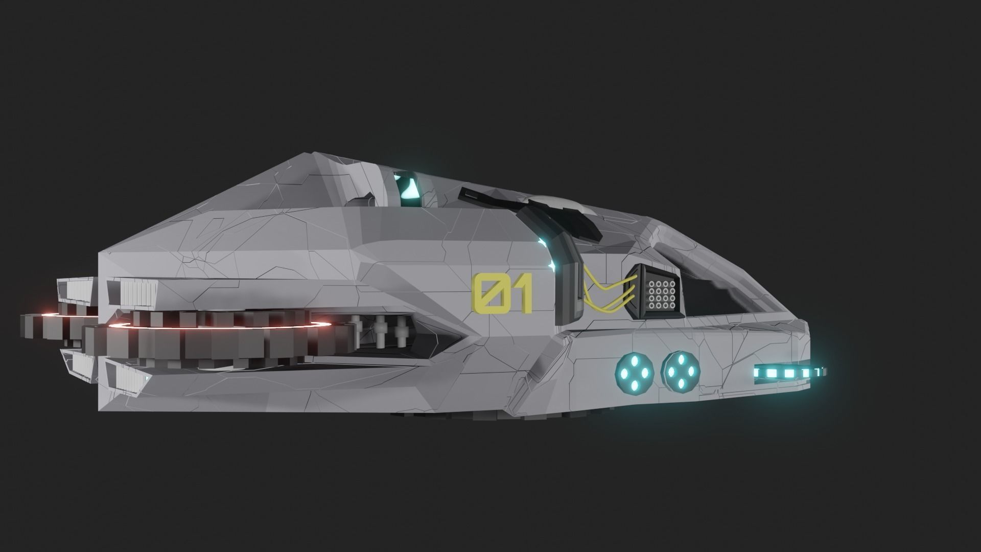 Speed Spaceship V01 Low-poly 3D model_6
