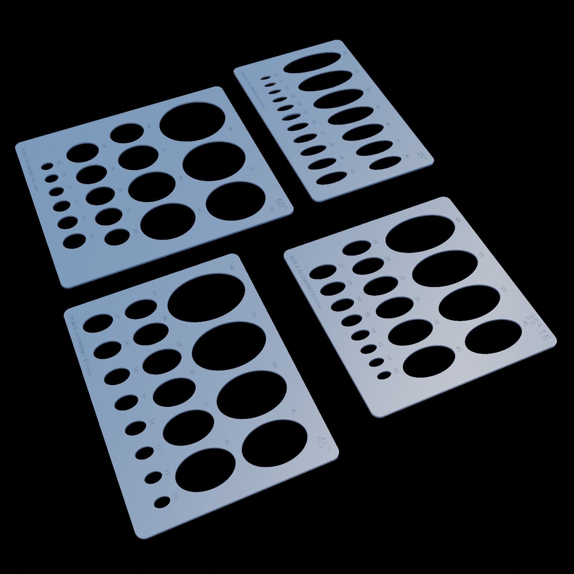 Ellipse Templates Set of 4 free 3D model 3D printable CGTrader