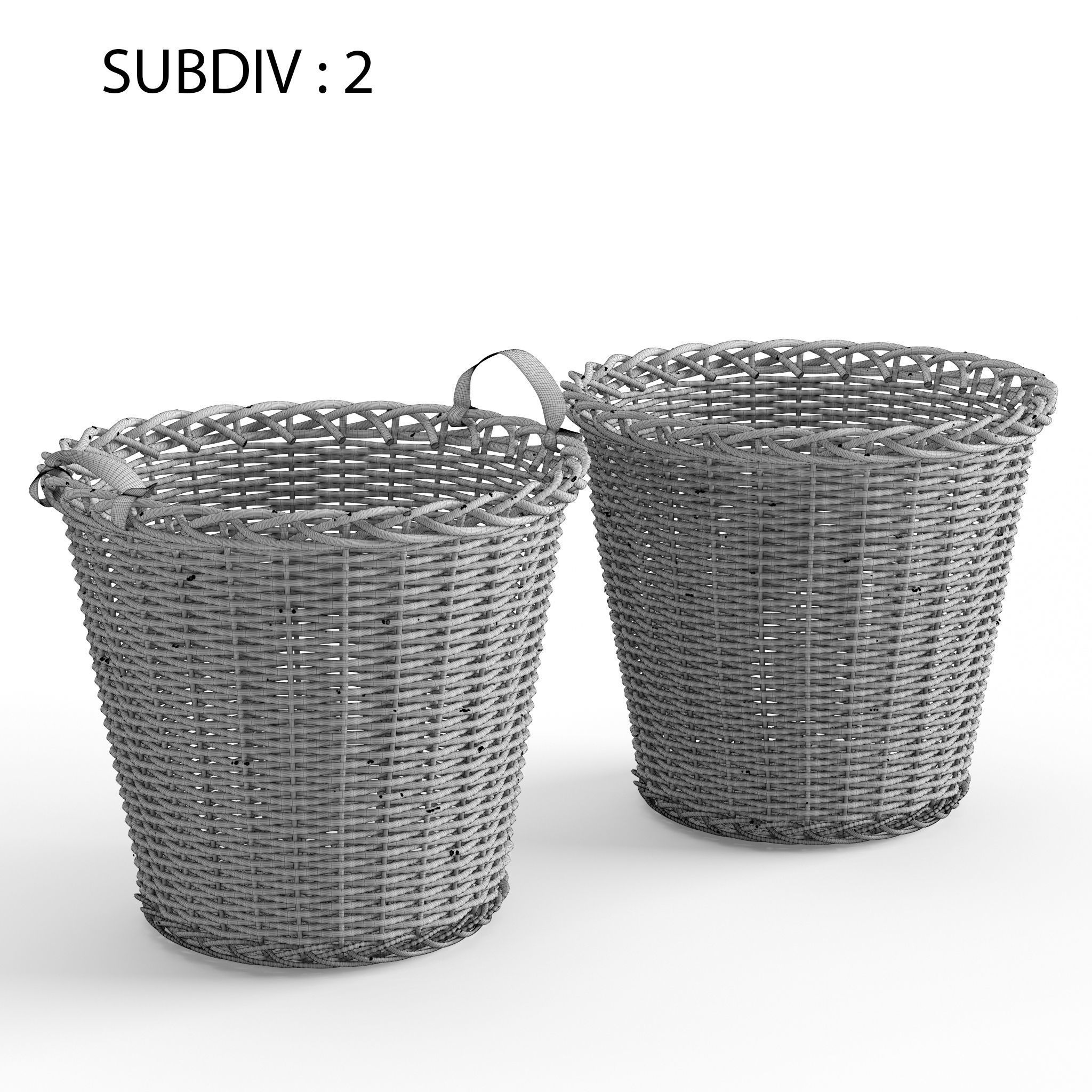 Baskets wicker 3D model_7
