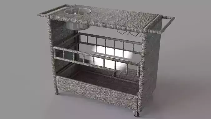 Puerta Outdoor Wicker Bar Cart With Ice Pail