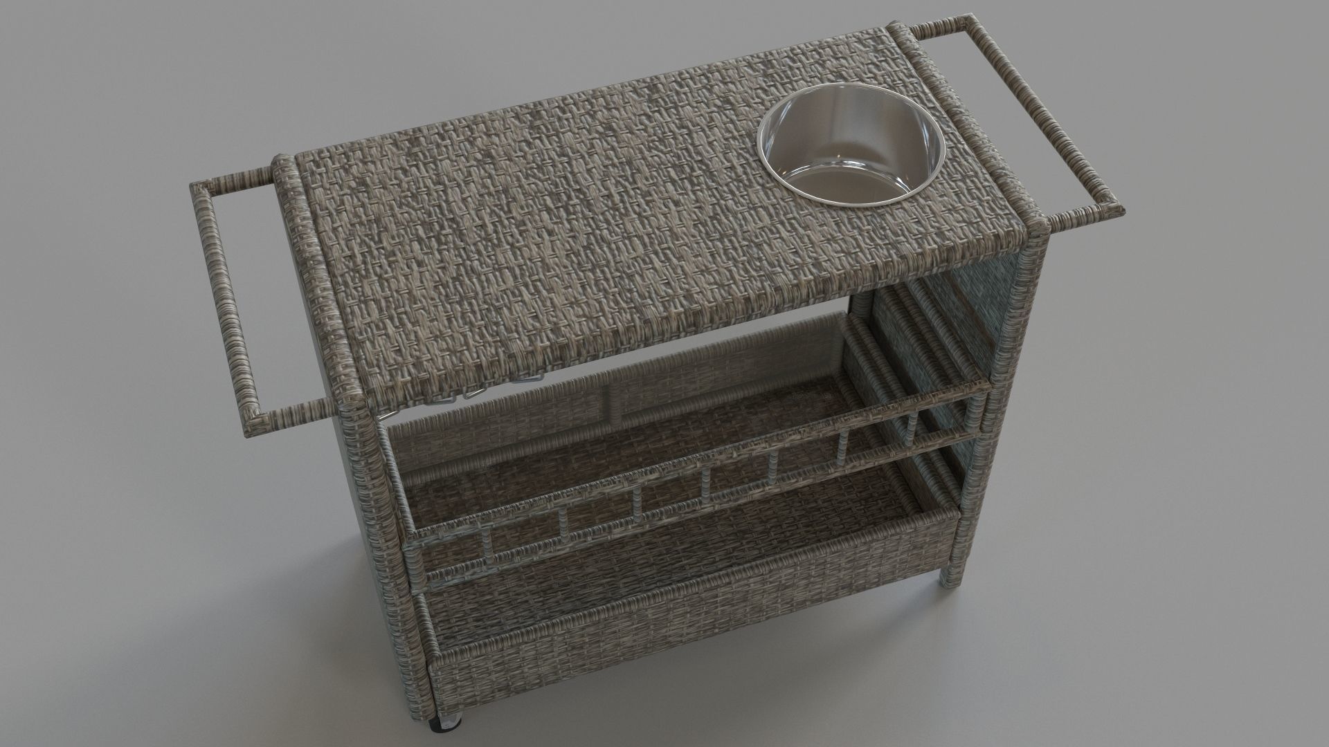 Puerta Outdoor Wicker Bar Cart With Ice Pail 3D model CGTrader