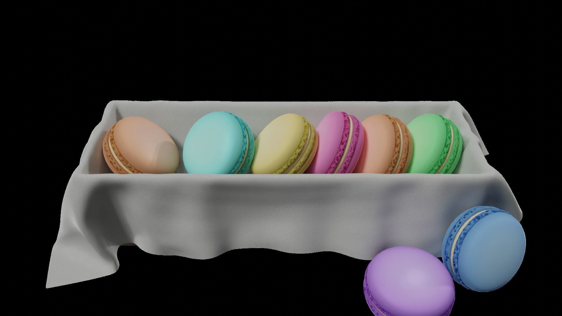macaroons Low-poly 3D model_29