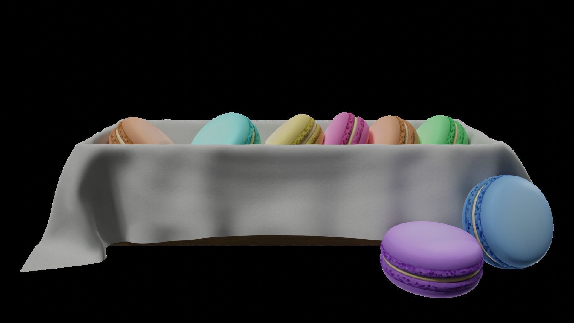 macaroons Low-poly 3D model_27
