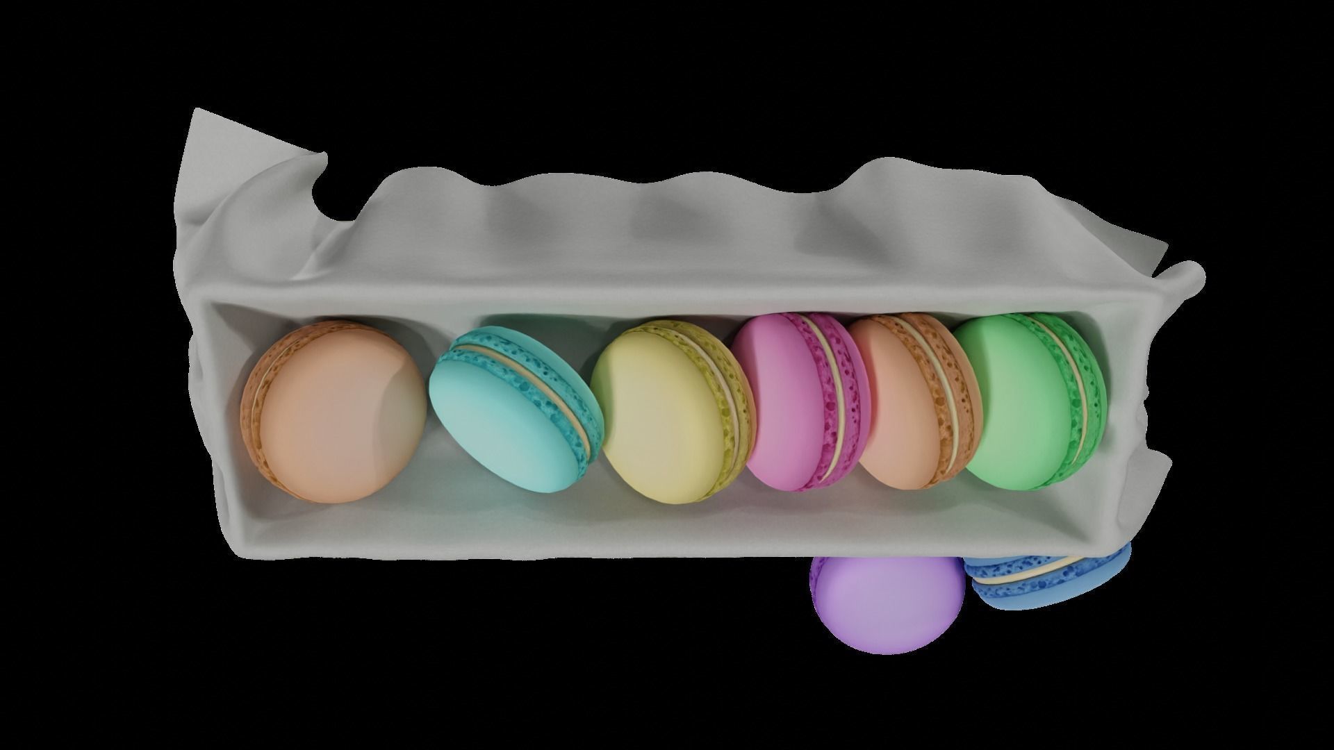 macaroons Low-poly 3D model_33