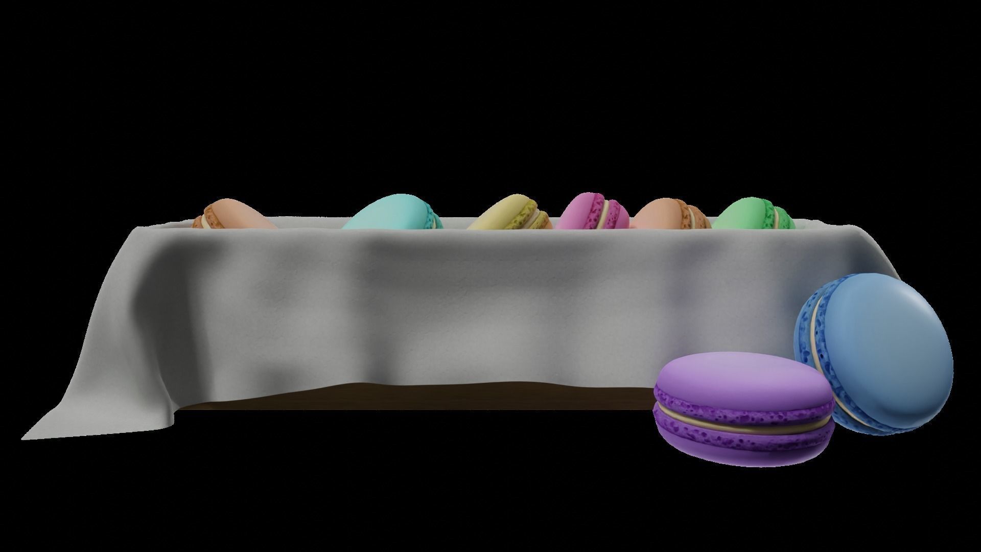 macaroons Low-poly 3D model_26