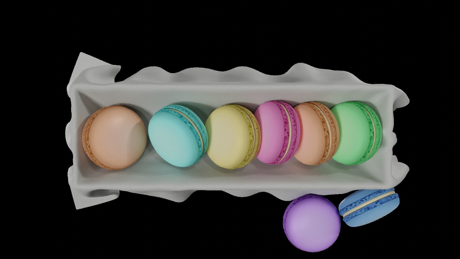 macaroons Low-poly 3D model_32