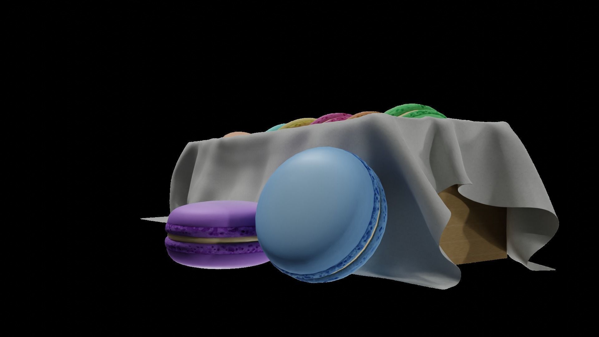 macaroons Low-poly 3D model_7