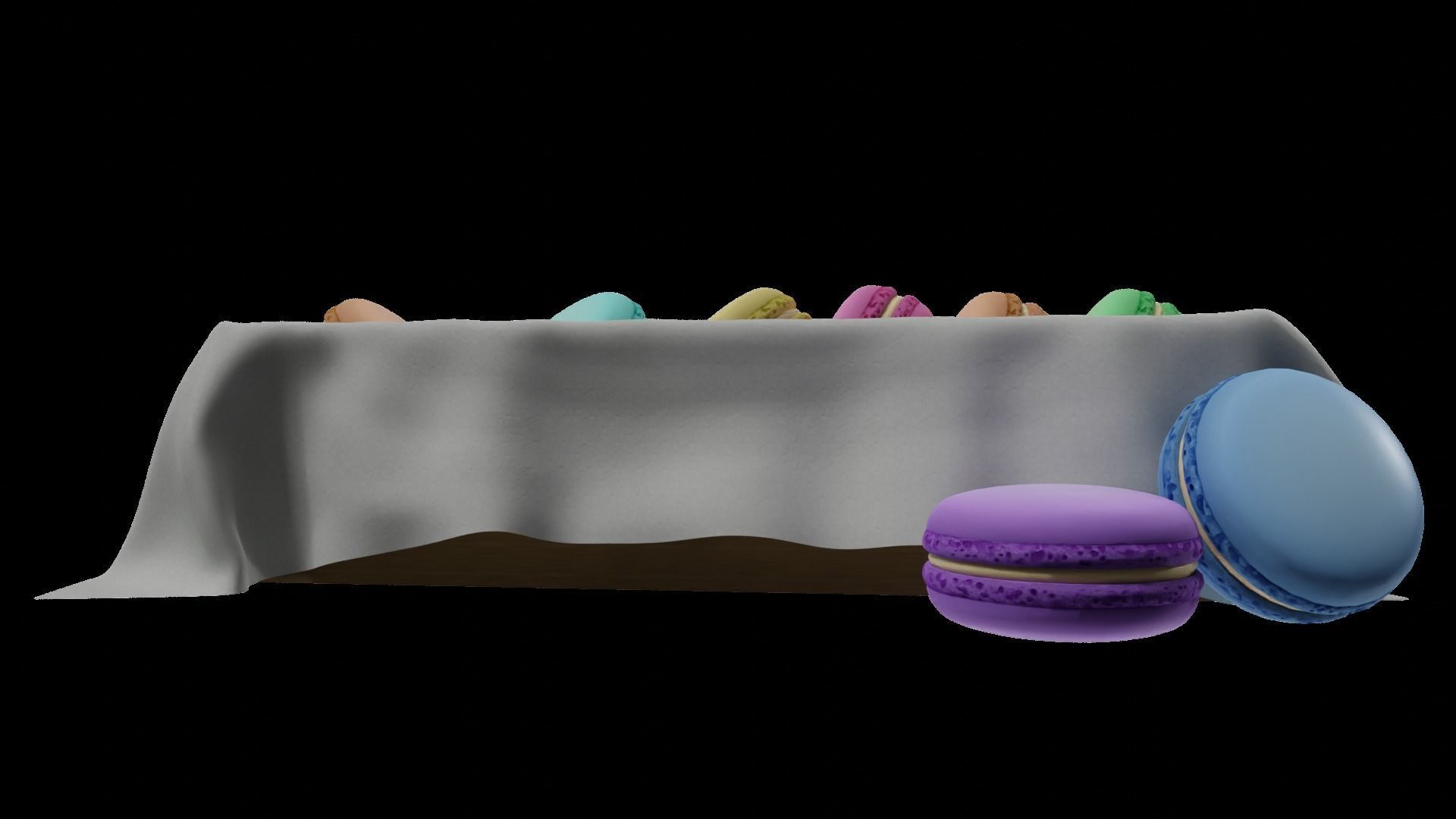 macaroons Low-poly 3D model_3