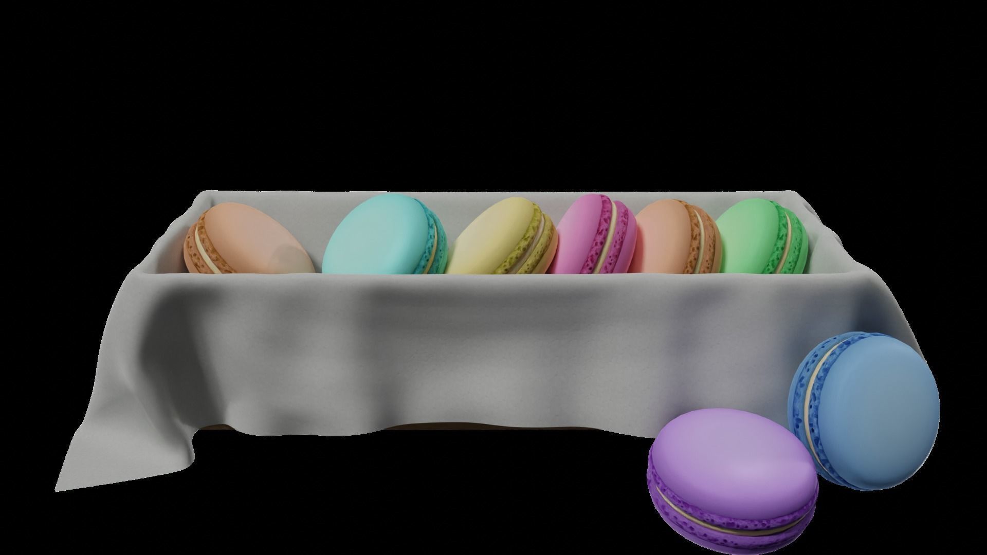 macaroons Low-poly 3D model_28