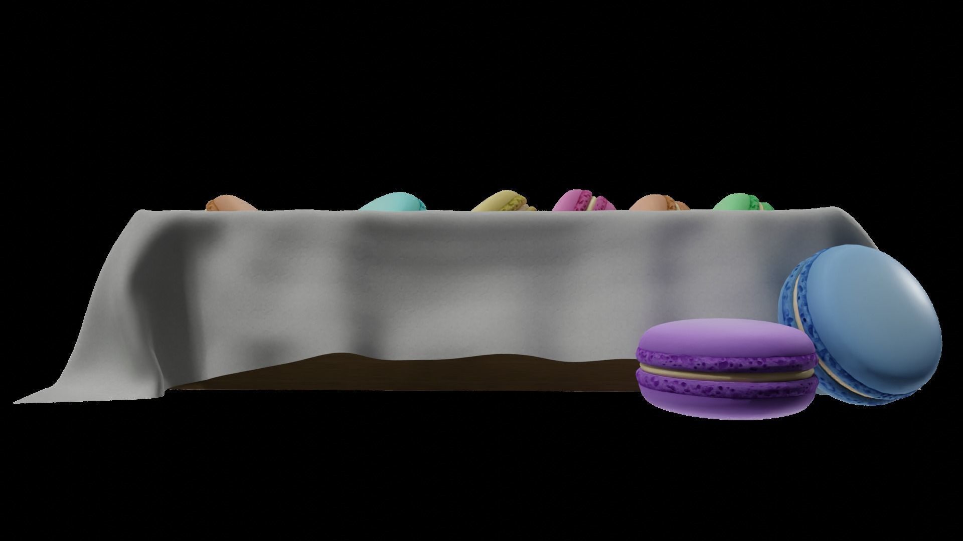 macaroons Low-poly 3D model_2