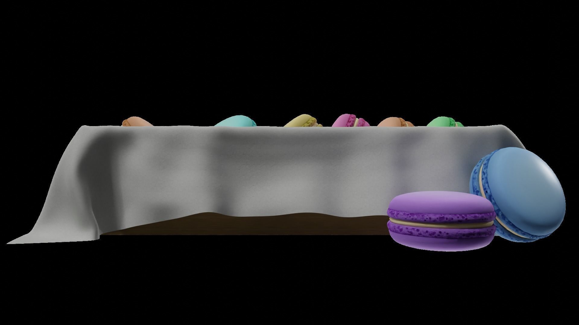 macaroons Low-poly 3D model_1