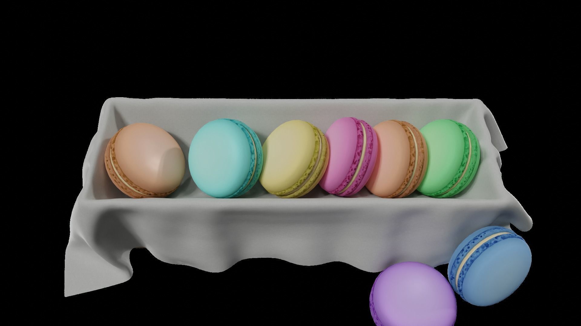 macaroons Low-poly 3D model_30