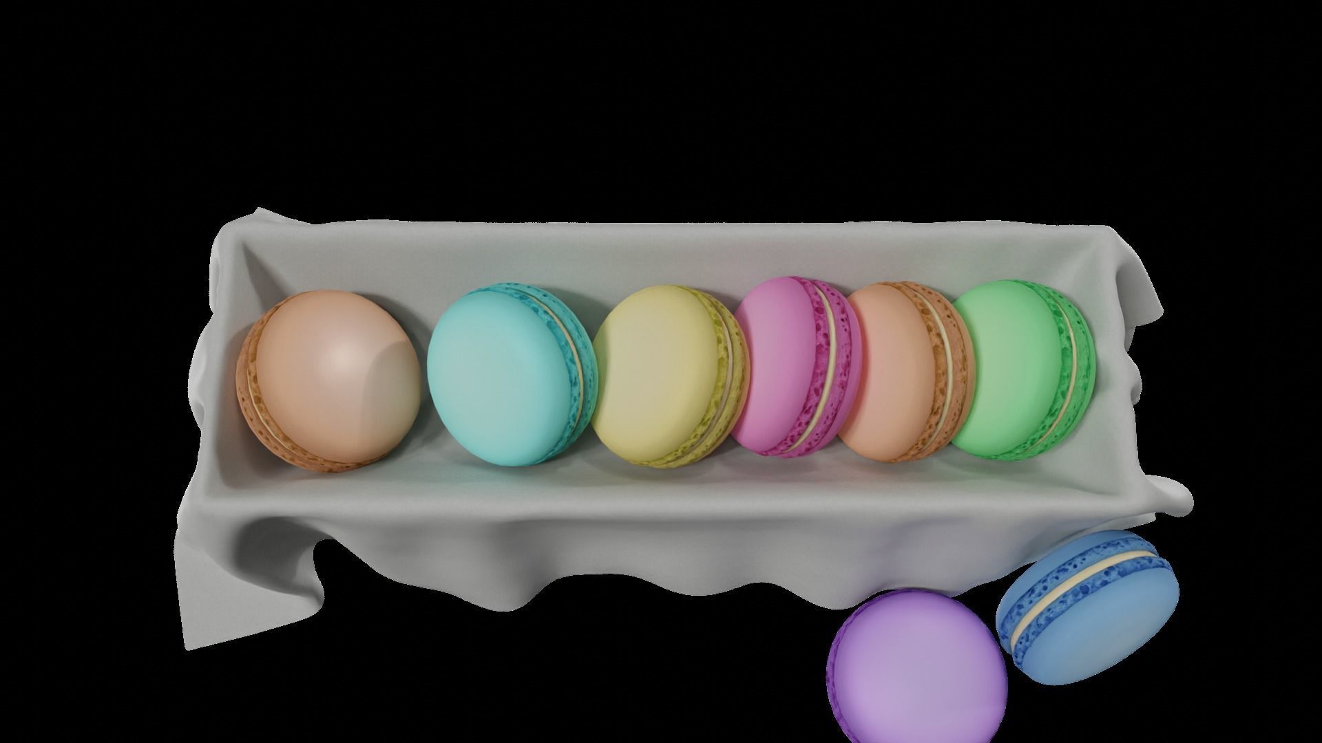 macaroons Low-poly 3D model_31