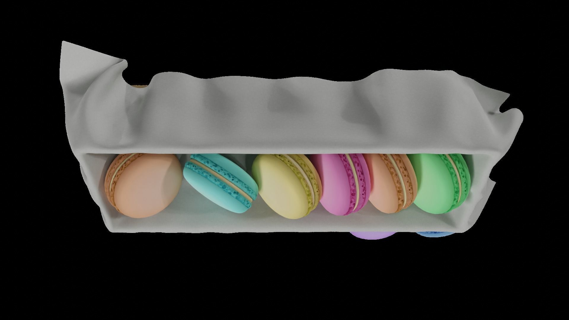 macaroons Low-poly 3D model_34