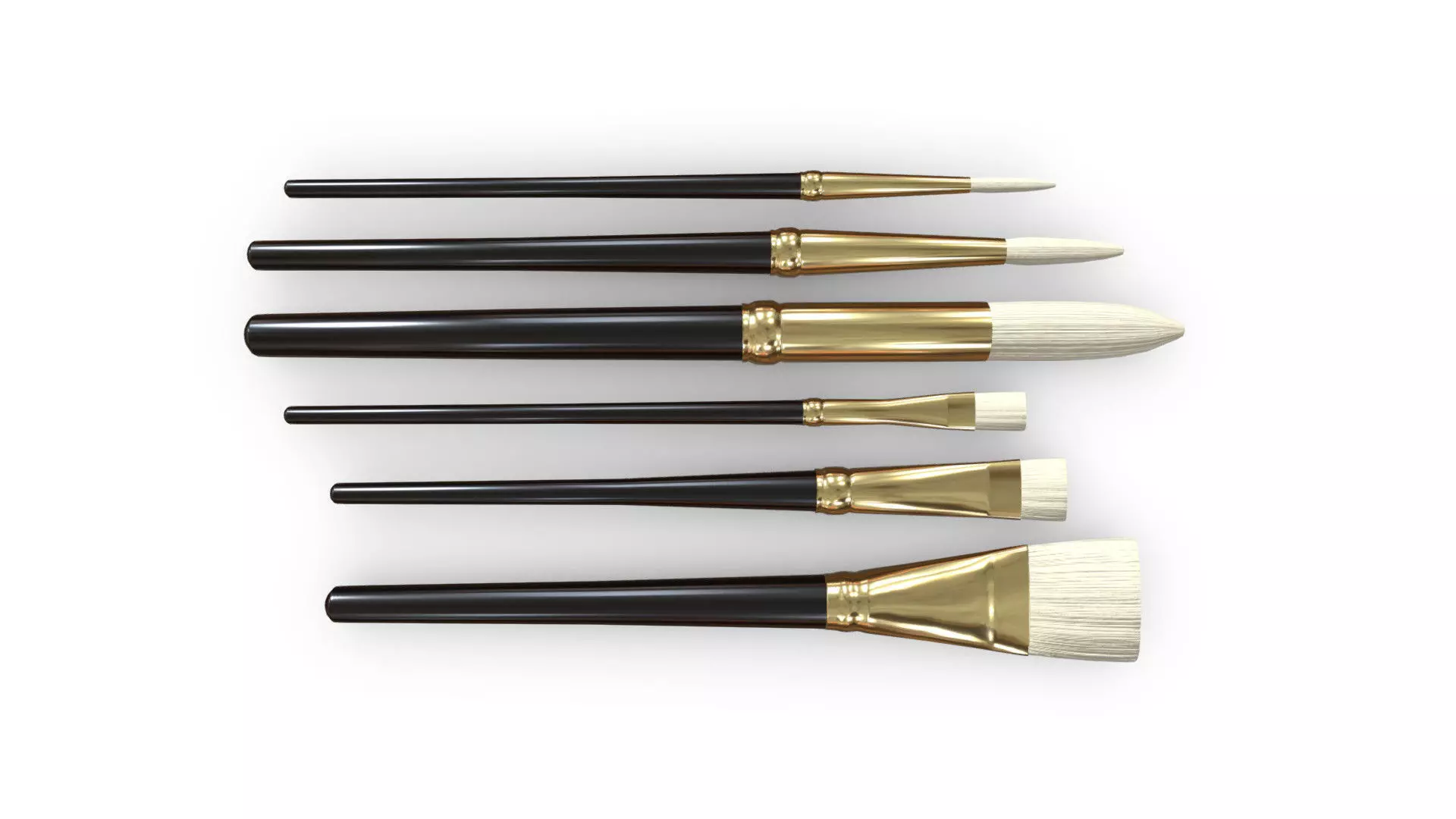 Paintbrush Set painting brush - person Low-poly 3D model_0