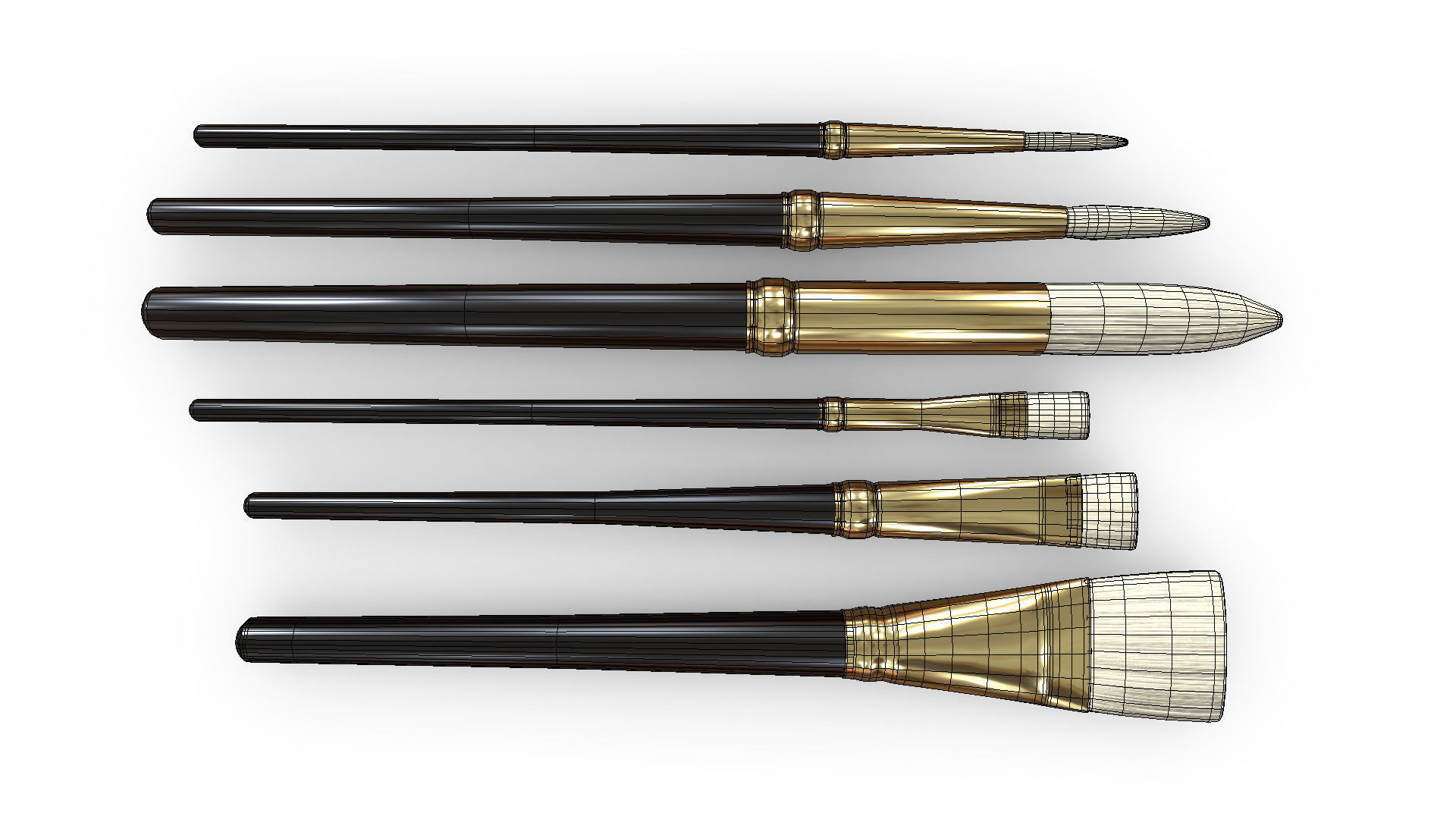 Paintbrush Set painting brush - person Low-poly 3D model_5