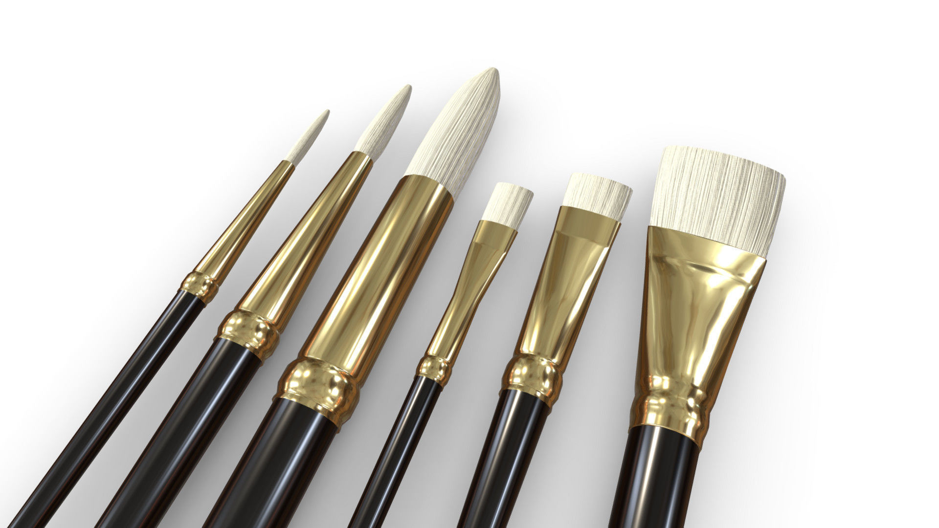 Paintbrush Set painting brush - person Low-poly 3D model_2